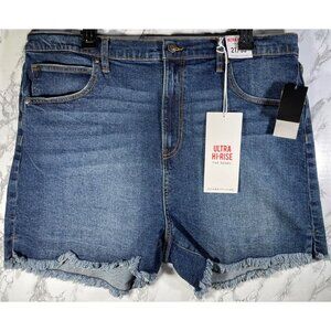 Celebrity Pink Ultra Hi-Rise The Rebel Denim Shorts For Women Size 21 Dark Wash